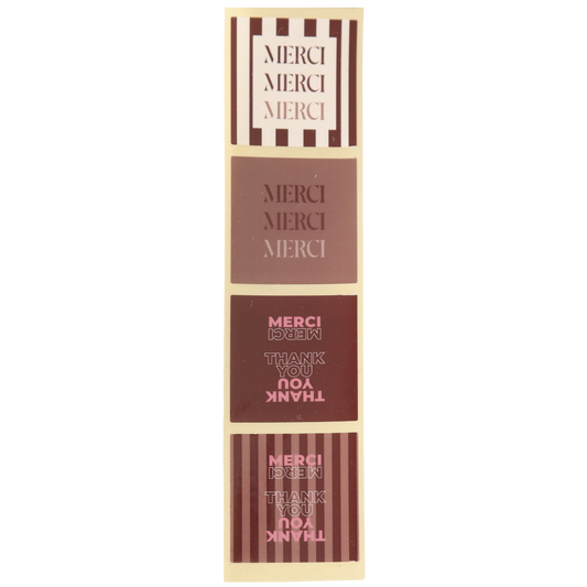 Etiquette adhésive carrée - Merci (set de 4-boîte de 500)