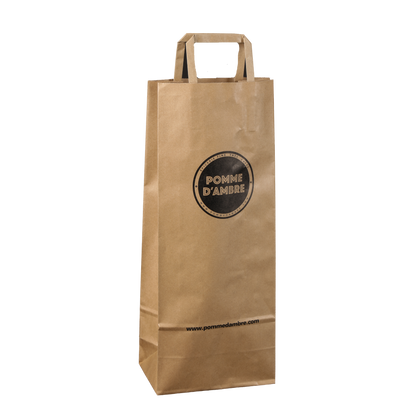 Kraft paper bag with flat handles, for 1-2 bottles, 16x9x39cm, customisable