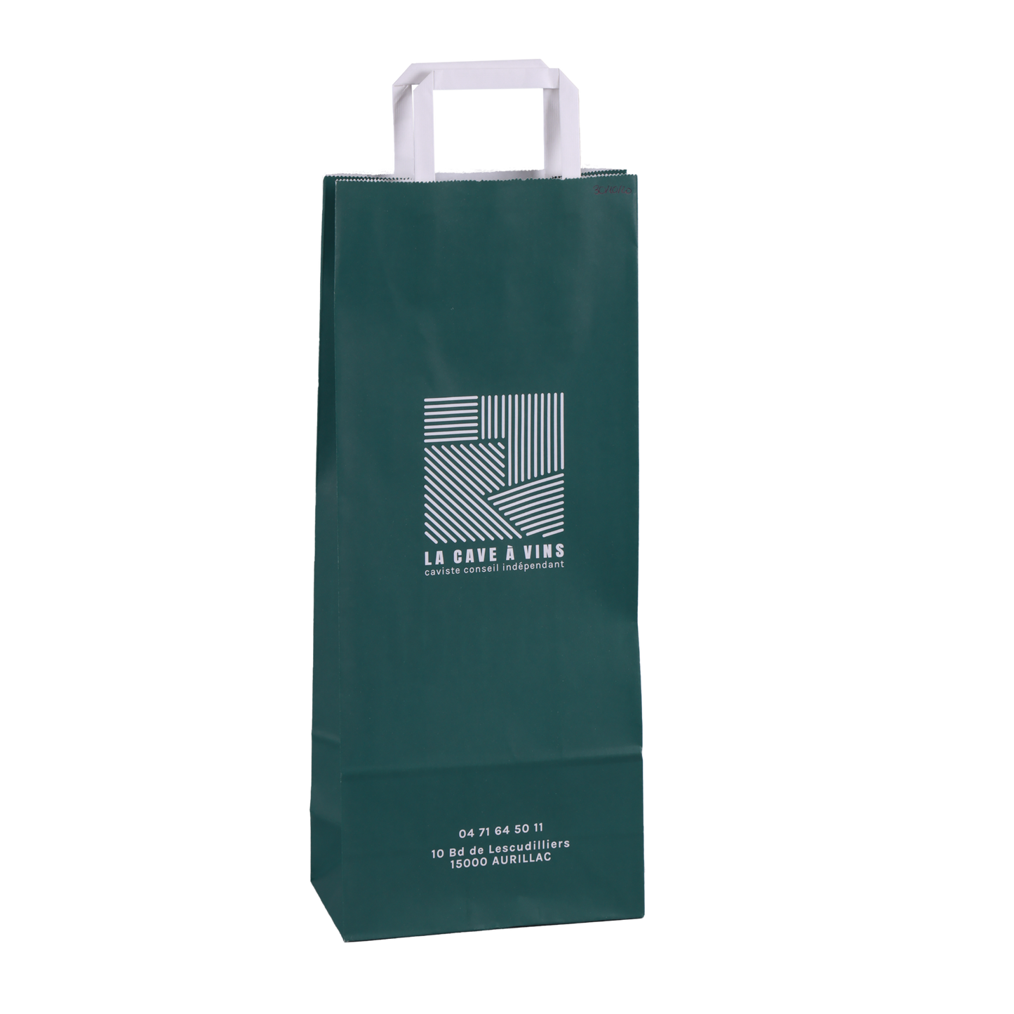 Kraft paper bag with flat handles, for 1-2 bottles, 16x9x39cm, customisable
