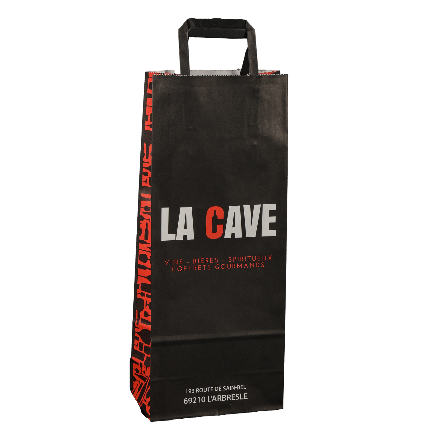 Kraft paper bag with flat handles, for 1-2 bottles, 16x9x39cm, customisable