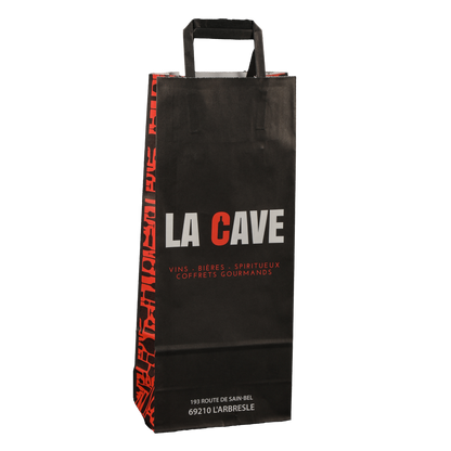 Kraft paper bag with flat handles, for 1-2 bottles, 16x9x39cm, customisable