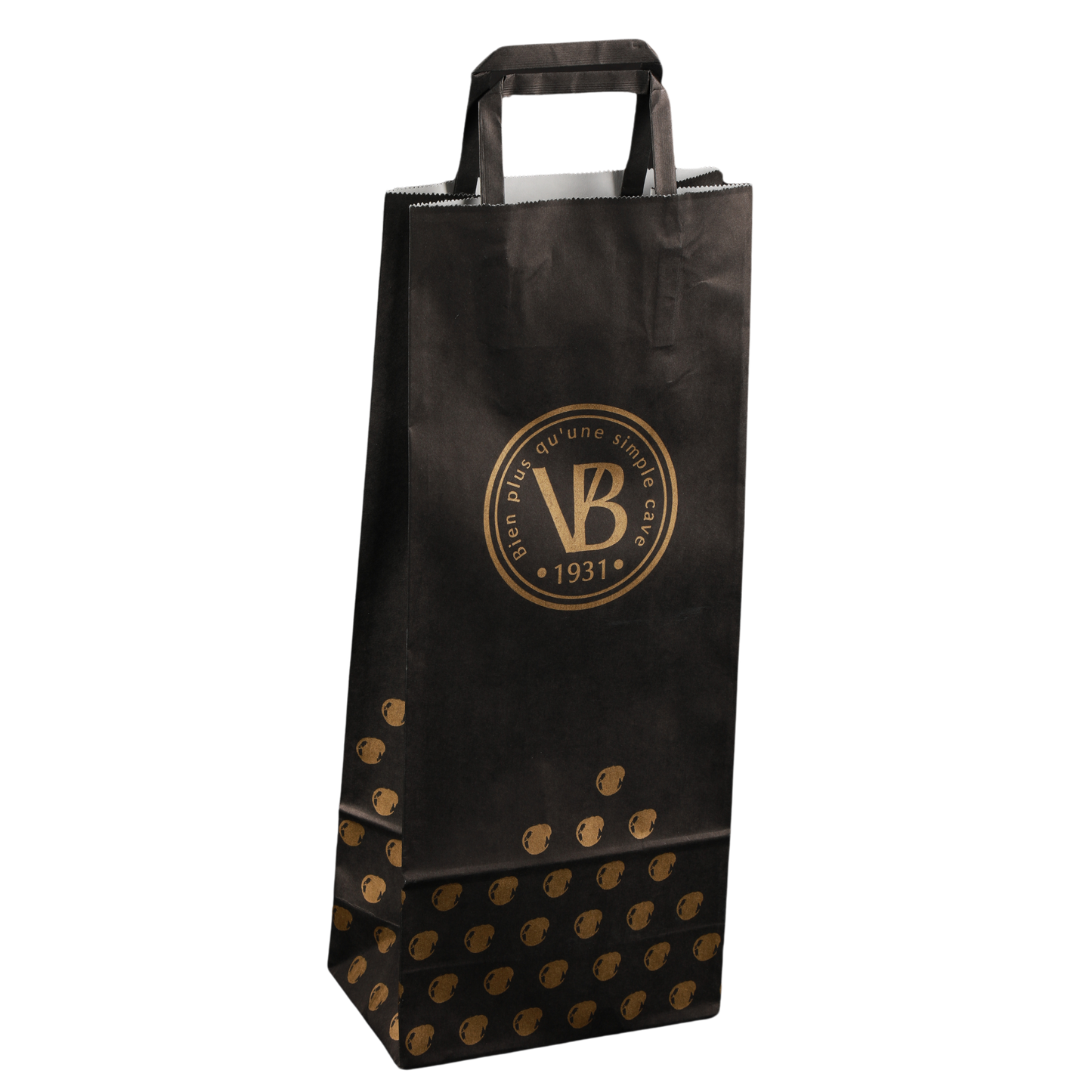 Kraft paper bag with flat handles, for 1-2 bottles, 16x9x39cm, customisable