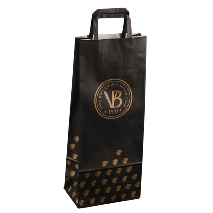 Kraft paper bag with flat handles, for 1-2 bottles, 16x9x39cm, customisable