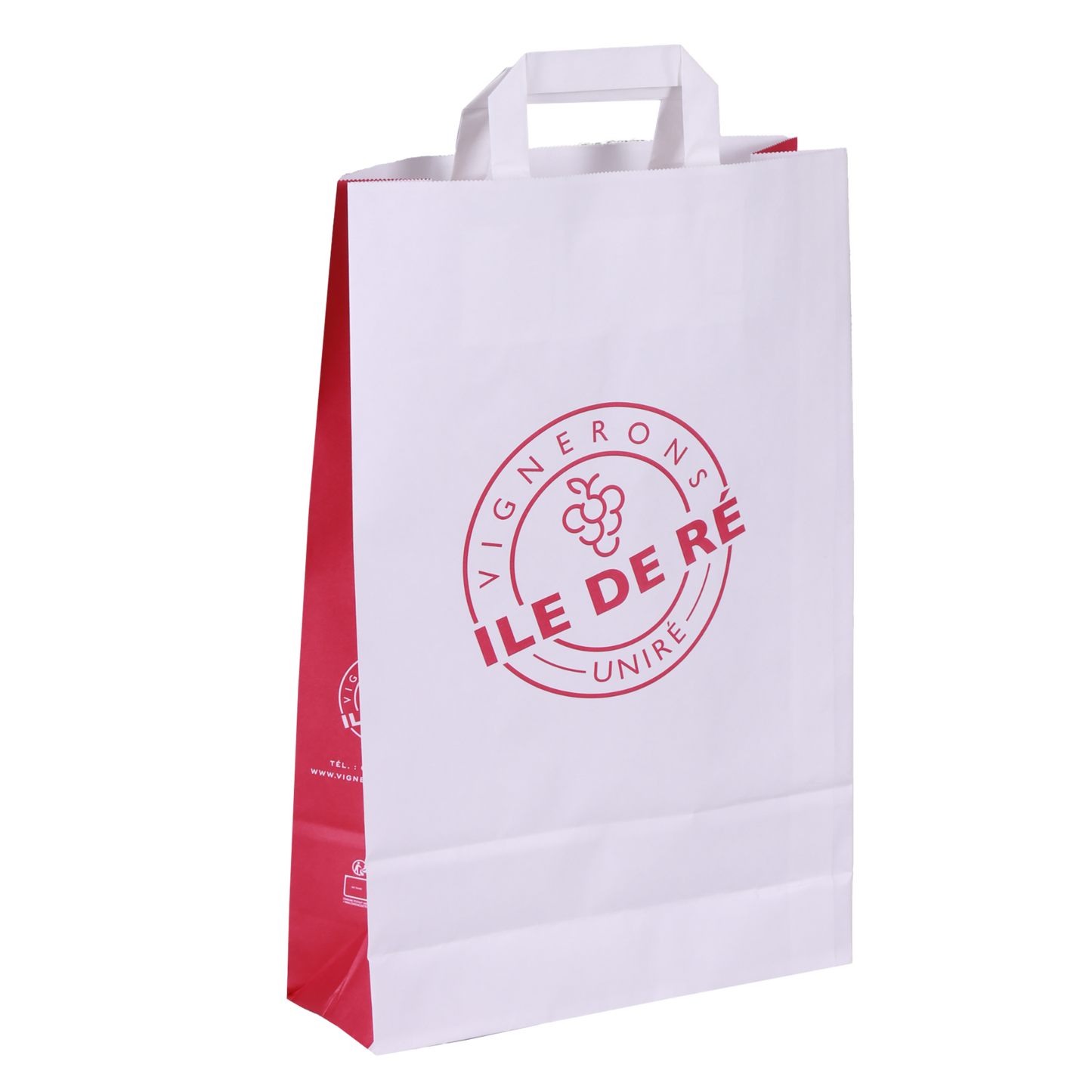 Sac papier kraft poignées plates 3 btls 26x9x39cm personnalisé