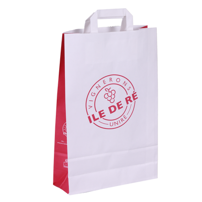 Sac papier kraft poignées plates 3 btls 26x9x39cm personnalisé