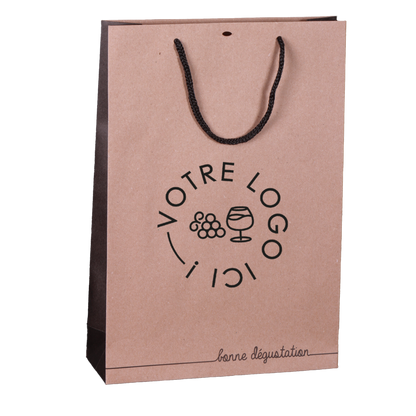 Sac papier luxe 3 bouteilles 26x9x39cm personnalisé