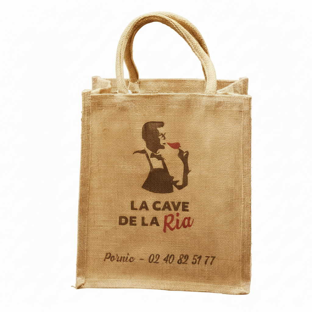 Sac toile de jute Goa 6 bouteilles 75cl 26x17x33cm perso
