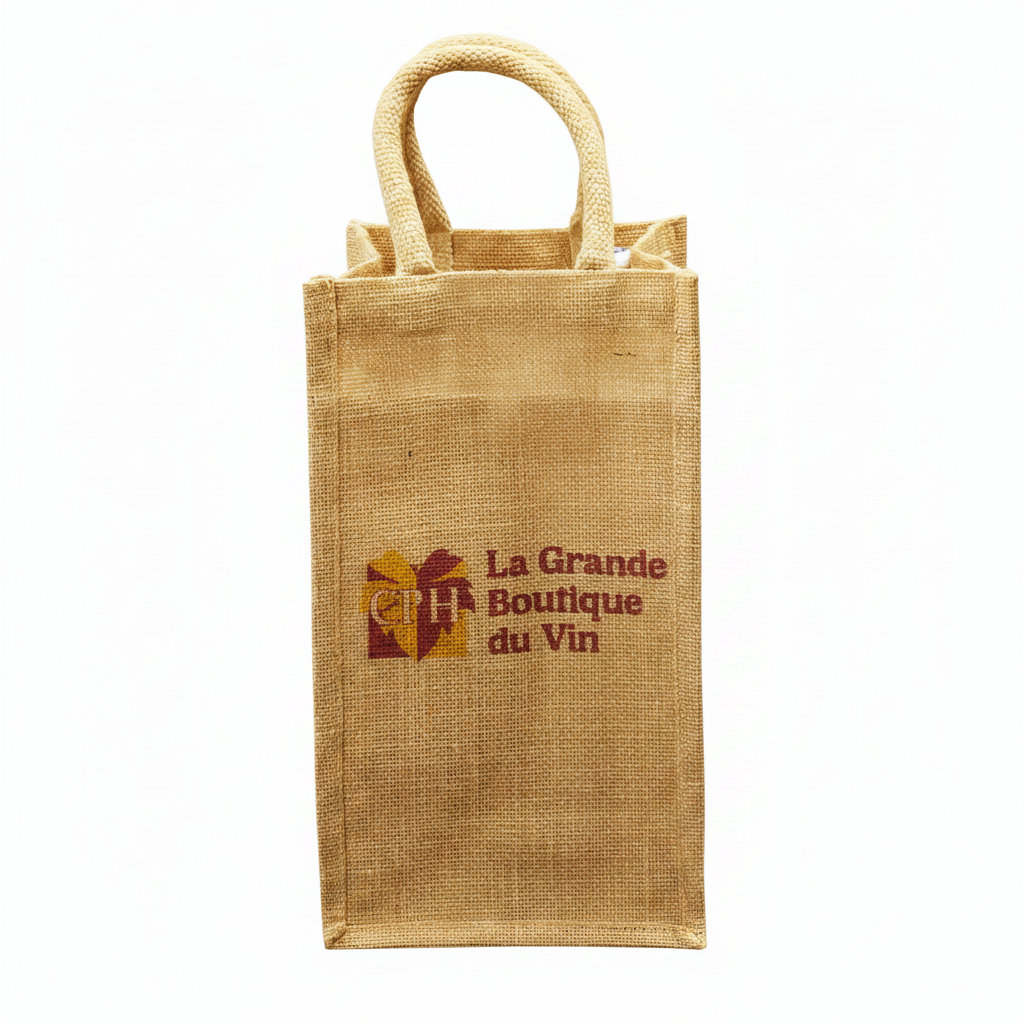 Goa jute bag for 4 x 75cl bottles, 17x17x33cm, custom factory/reprint