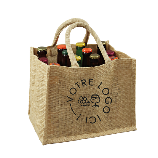 Sac toile de jute Goa 12 bières 27x21x22cm personnalisé