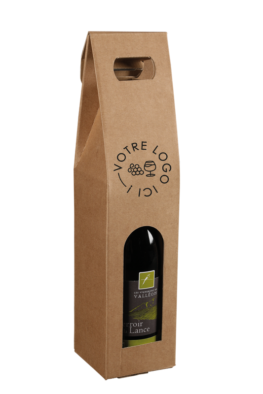 Custom offset cardboard case for 1 bottle, 9x9x41cm