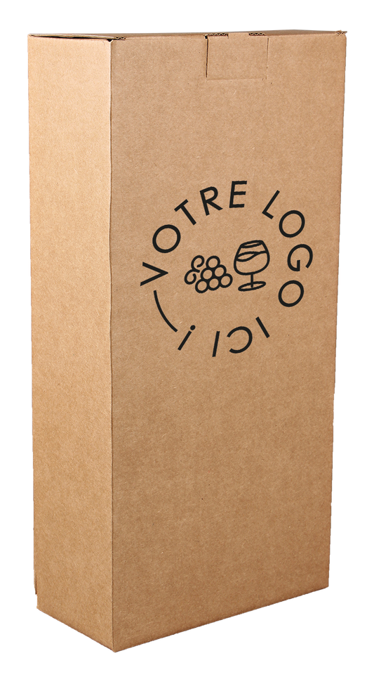 Custom offset cardboard case for 2 bottles, 17.4x8.7x36cm