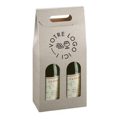 Valisette carton Milan-New York-Riga 2 btls 18x9x38,5cm personnalisée