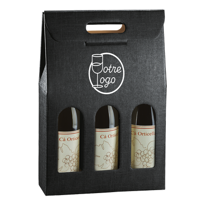 Valisette carton Milan-New York-Riga-Avana 3 btls 27x9x38,5cm personnalisée