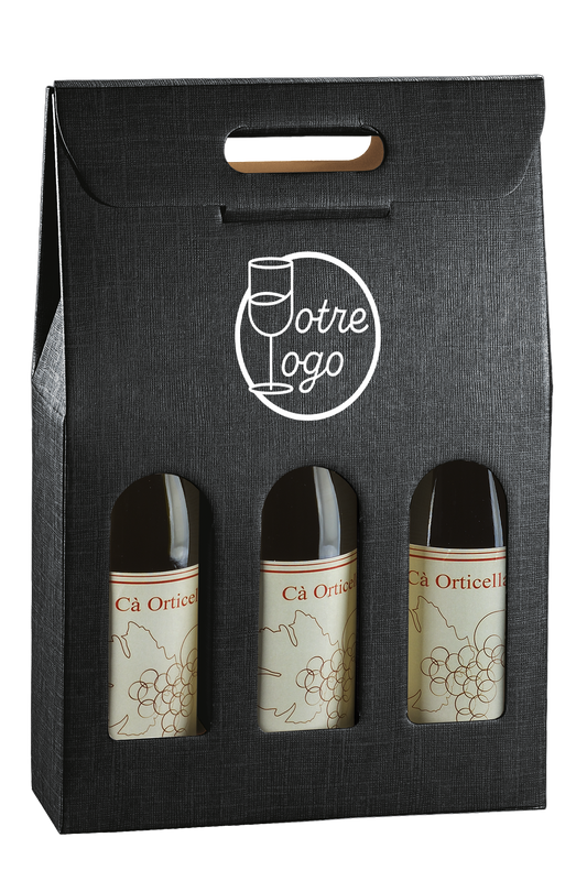 Personalized cardboard suitcase Milan-New York-Riga-Avana 3 bottles 27x9x38.5cm