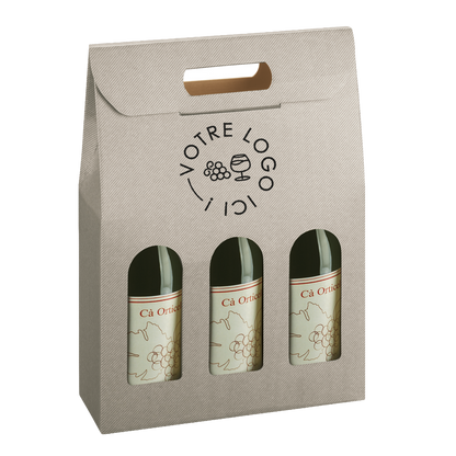 Valisette carton Milan-New York-Riga-Avana 3 btls 27x9x38,5cm personnalisée