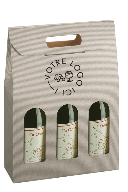 Personalized cardboard suitcase Milan-New York-Riga-Avana 3 bottles 27x9x38.5cm