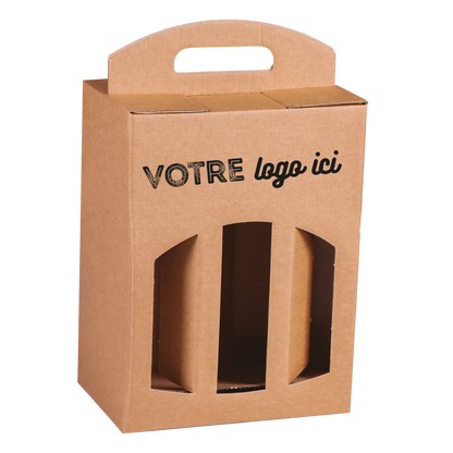 Valisette carton pour 6 bières 33cl (2x3) type long neck 18x12x24cm personnalisé