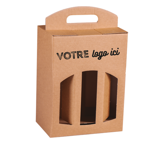 Cardboard case for 6 x 33cl beers (2 x 3) long neck type 18x12x24cm personalized