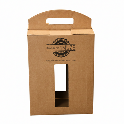 Valisette carton pour 6 bières 33cl (2x3) type long neck 18x12x24cm personnalisé
