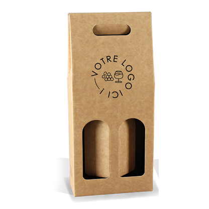 Valisette Atlanta carton kraft lisse 2 bouteilles personnalisée