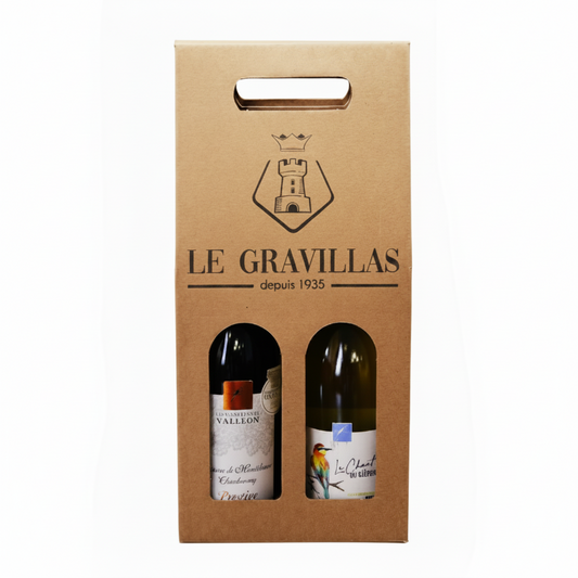 Valisette Atlanta carton kraft lisse 2 bouteilles personnalisée