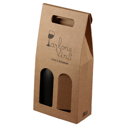 Valisette Atlanta carton kraft lisse 2 bouteilles personnalisée