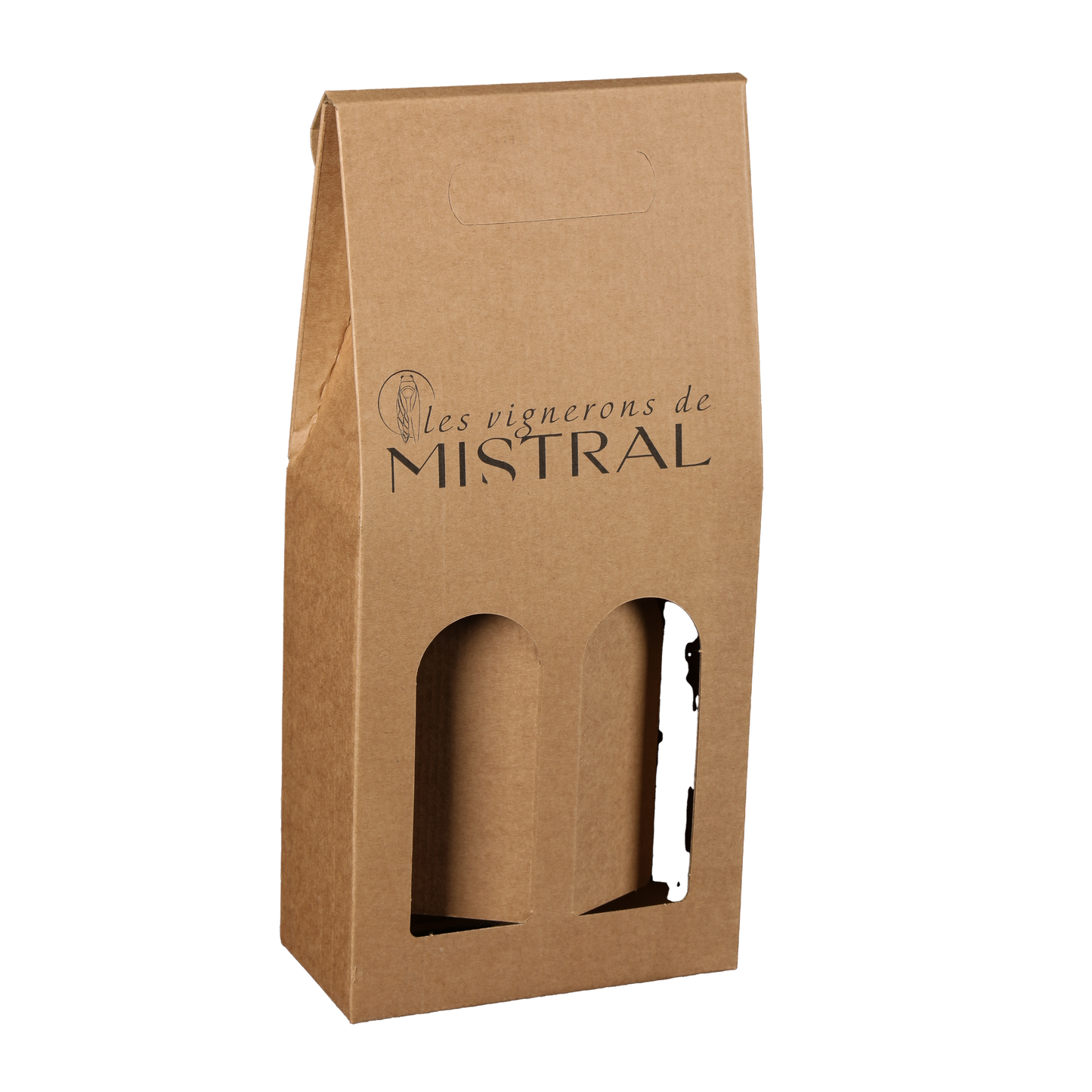 Valisette Atlanta carton kraft lisse 2 bouteilles personnalisée