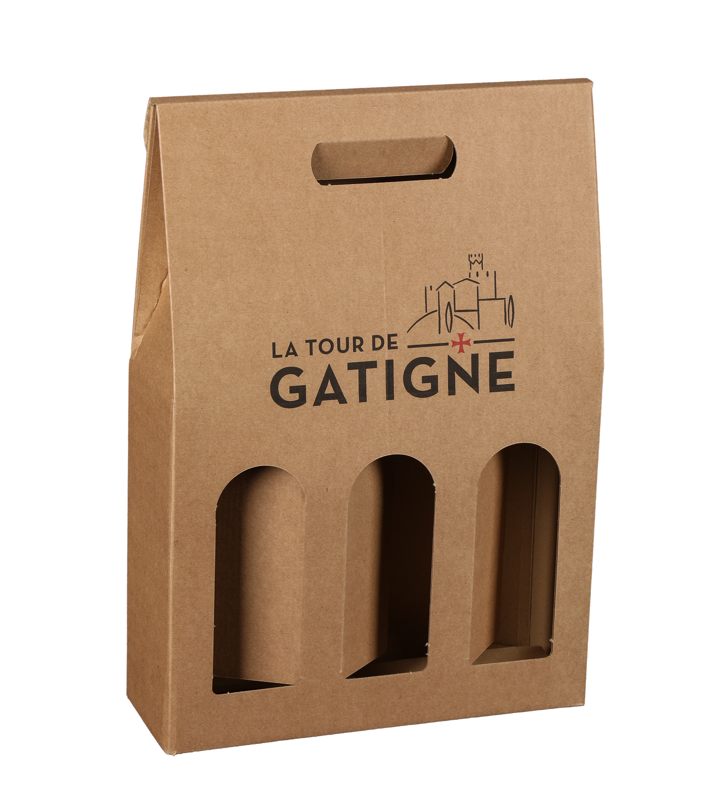 Valisette Atlanta carton kraft lisse 3 bouteilles personnalisée - FSC®7