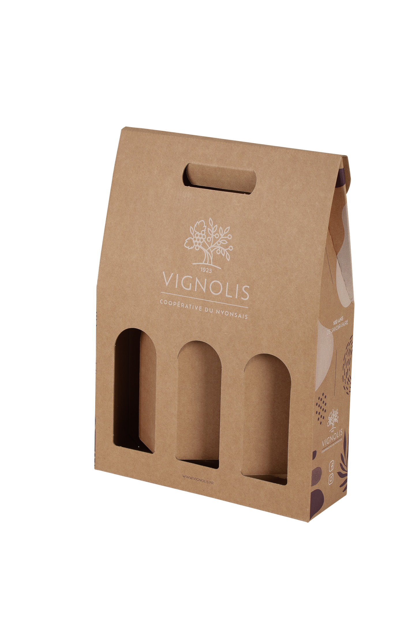 Valisette Atlanta carton kraft lisse 3 bouteilles personnalisée - FSC®7