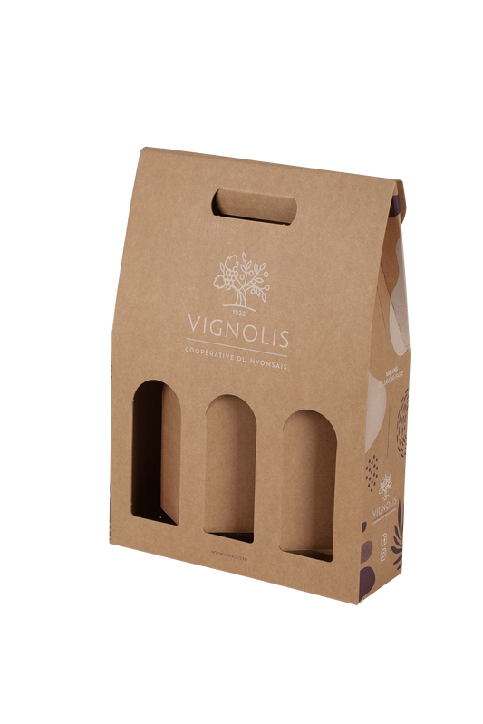 Valisette Atlanta carton kraft lisse 3 bouteilles personnalisée - FSC®7