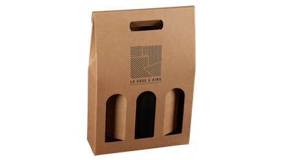 Valisette Atlanta carton kraft lisse 3 bouteilles personnalisée - FSC®7