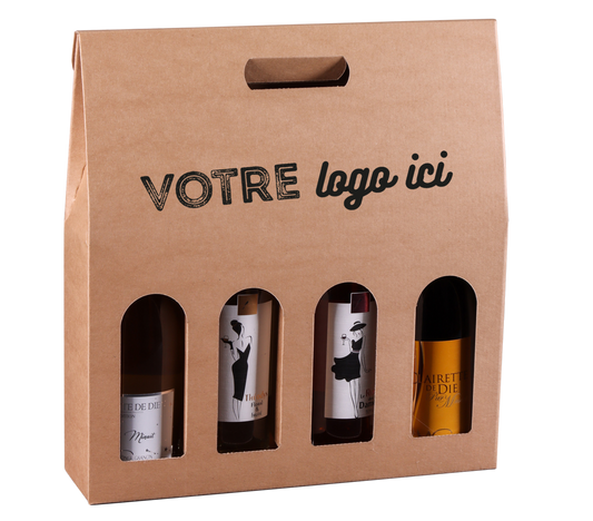 Atlanta kraft cardboard suitcase for 4 bottles - FSC7® certified, personalized