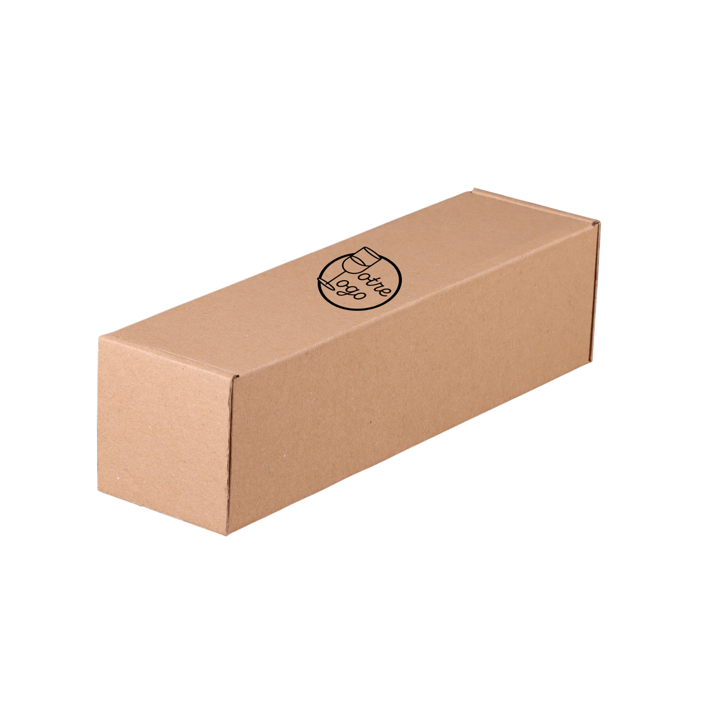 Coffret Atlanta carton kraft lisse 1 bouteille 9x9x33cm personnalisé