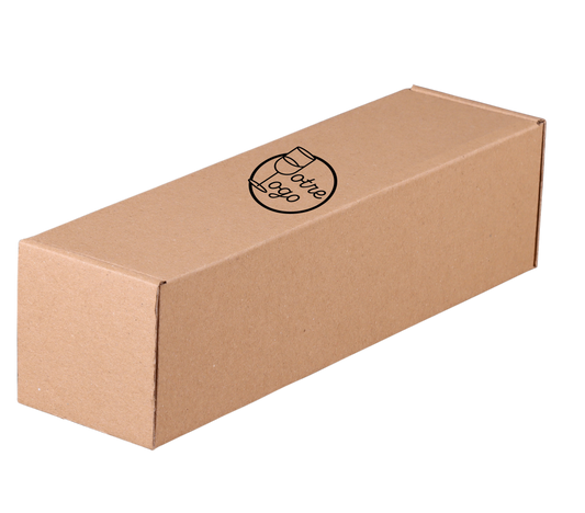 Atlanta gift box, smooth kraft cardboard, 1 bottle, 9x9x33cm, personalized