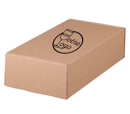 Atlanta gift box, smooth kraft cardboard, 2 bottles, 17.5x9x33cm, personalized - FSC®7
