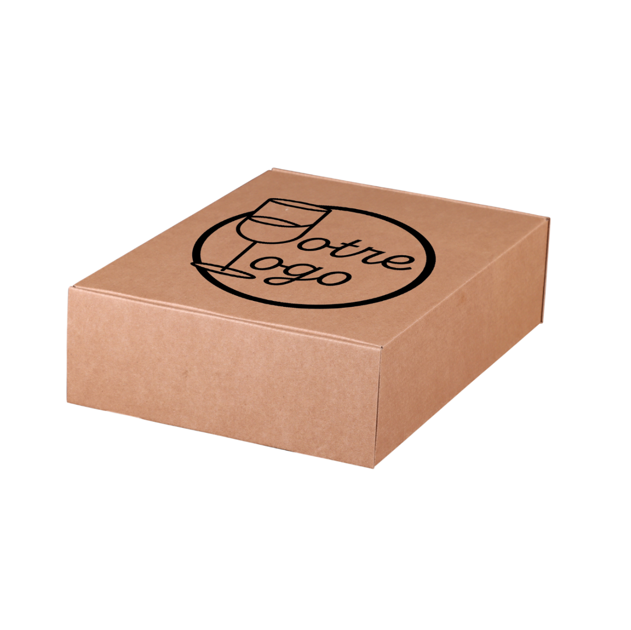 Coffret Atlanta carton kraft lisse 3 bouteilles 24,5x9x33cm personnalisé - FSC®7