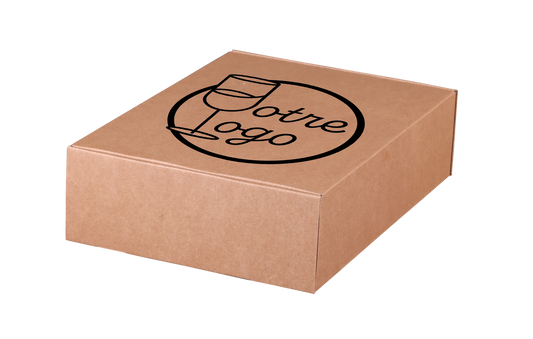 Atlanta gift box, smooth kraft cardboard, 3 bottles, 24.5x9x33cm, personalized - FSC®7
