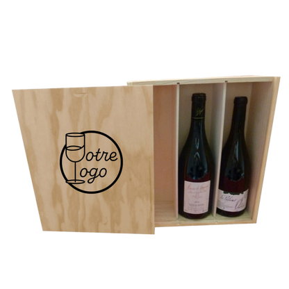 Caisse Tradition bois de Pin 3 btls 28x9x33cm personnalisée-