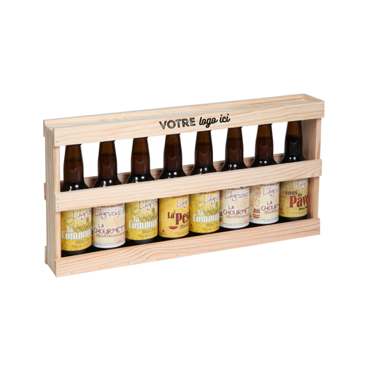 Demi-mètre Silvio bois de sapin naturel 8 bières 33cl personnalisé