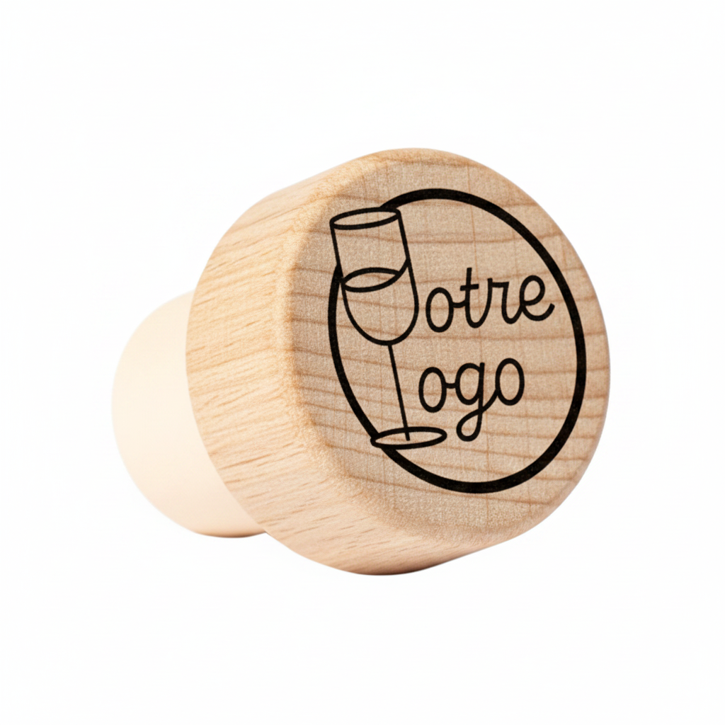 Personalized Charly bottle stopper with natural wood head