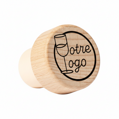 Personalized Charly bottle stopper with natural wood head