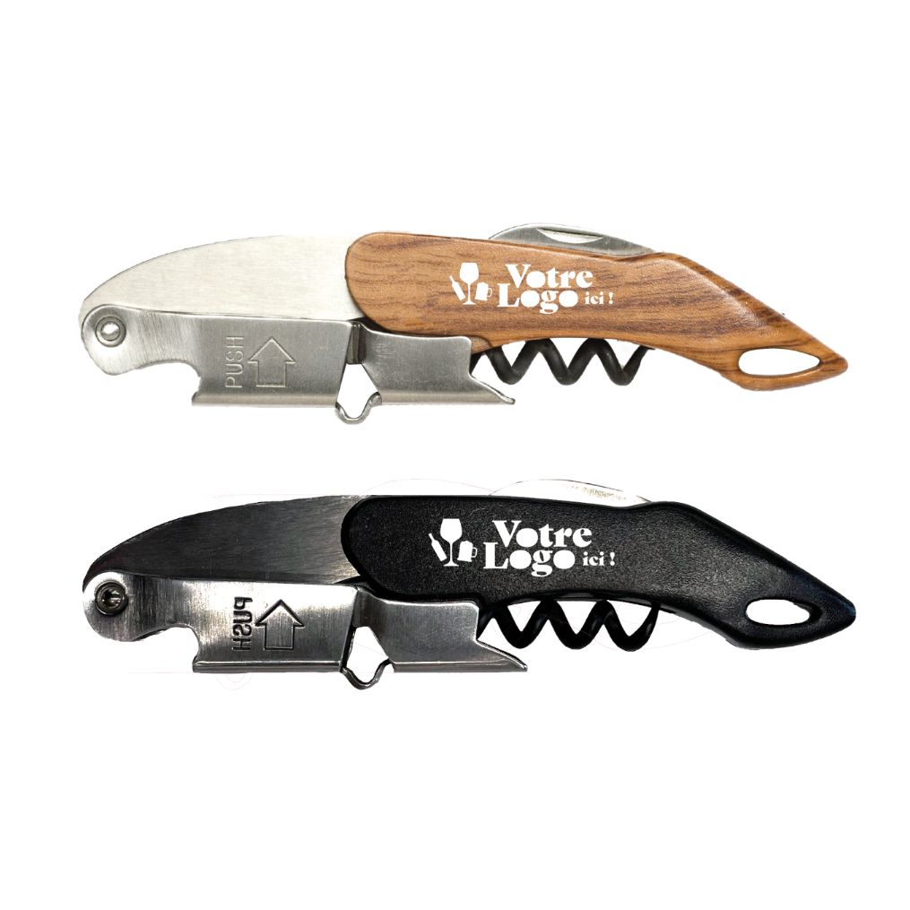 Sommelier Premium double appui noir bordeaux imitation bois  perso