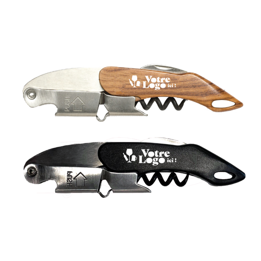 Sommelier Premium double appui noir bordeaux imitation bois  perso