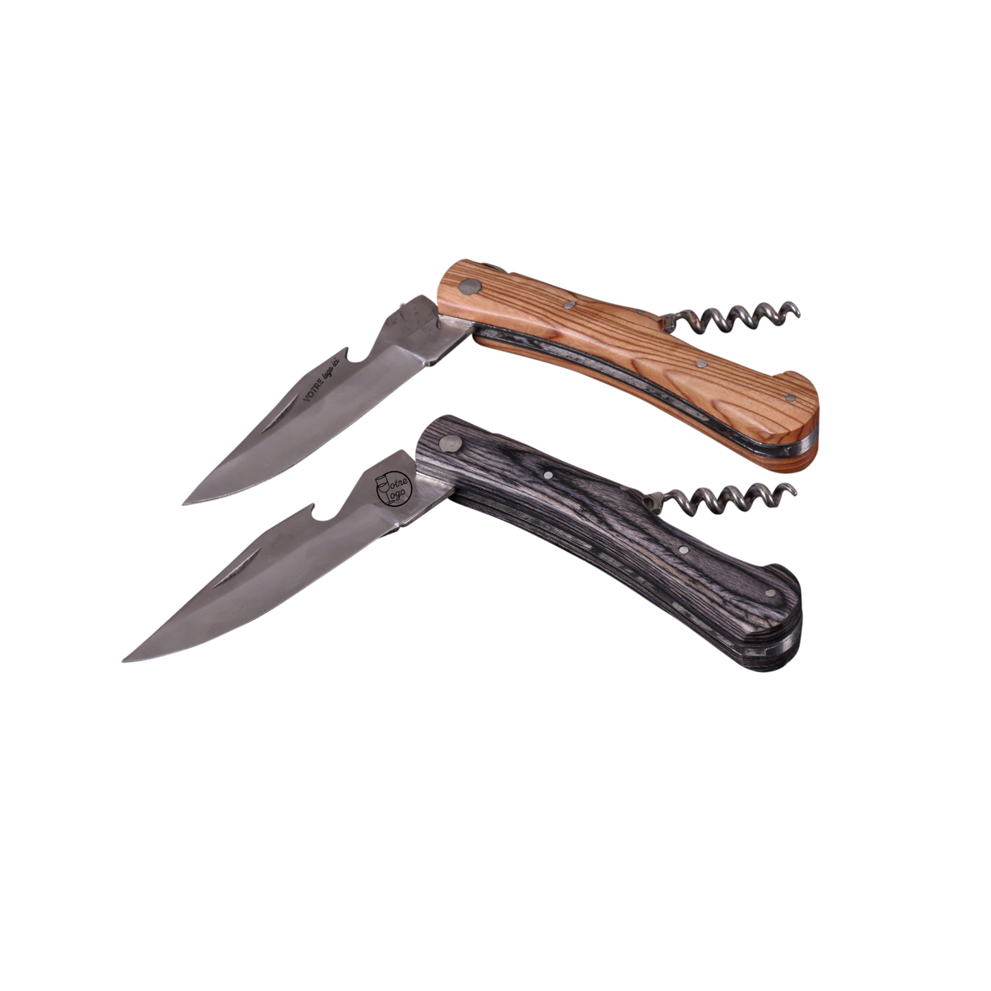 Couteau tire-bouchon Chatel manche bois 2 couleurs assorties boite personnalisé