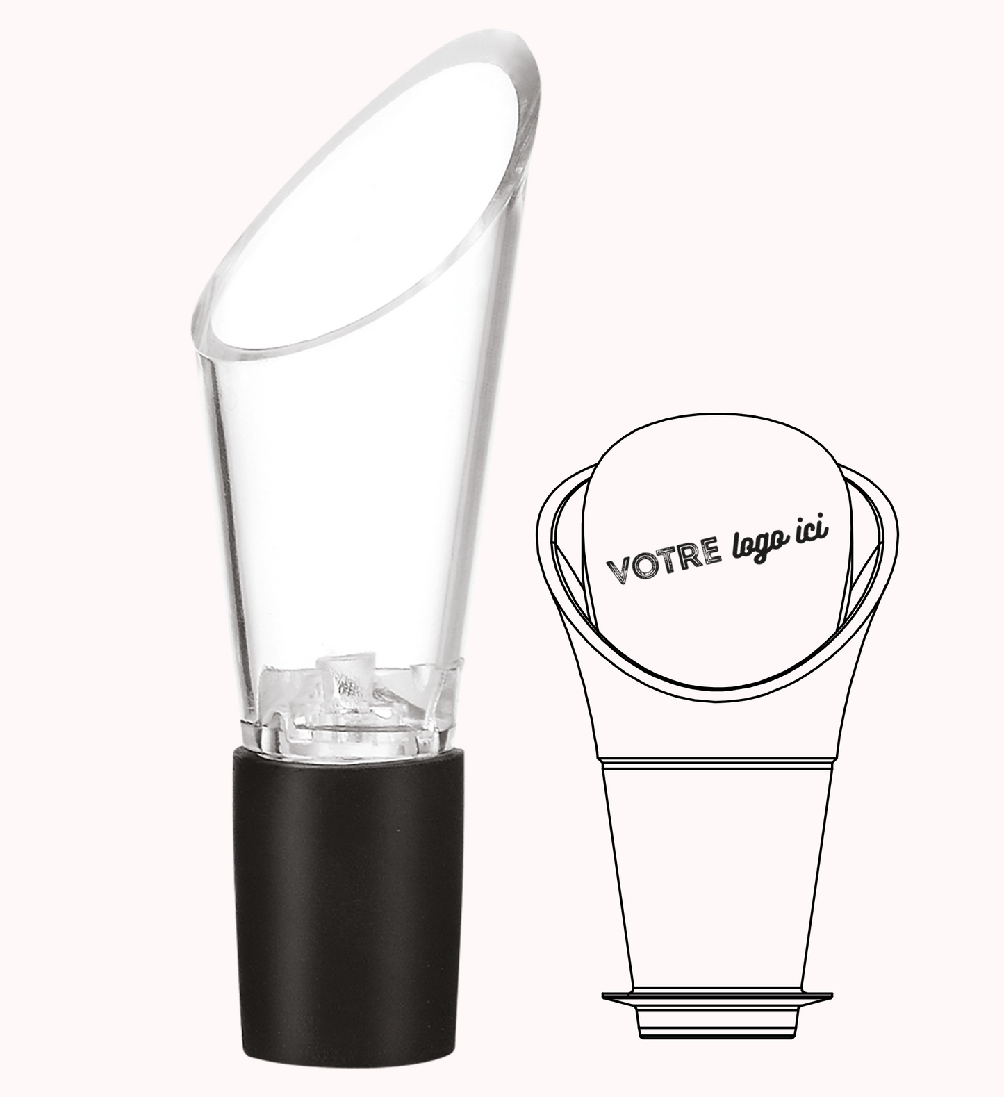 Bec verseur anti-goutte Cristal noir personnalisé