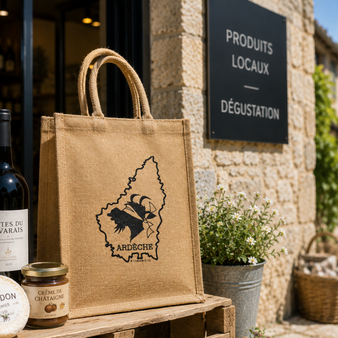 Sac Goa réutilisable toile de jute 6 bouteilles -  Chèvres&Co