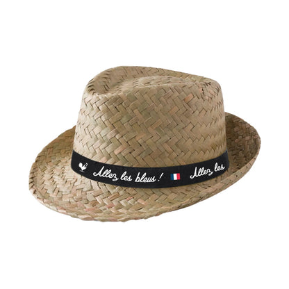 Chapeau Ernest paille bandeau noir - Allez les Bleus!