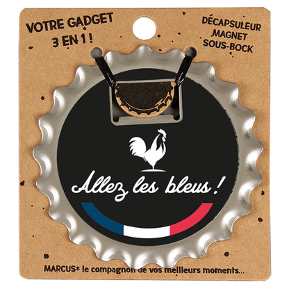 Décapsuleur 3 en 1 Marcus métal - Allez les Bleus