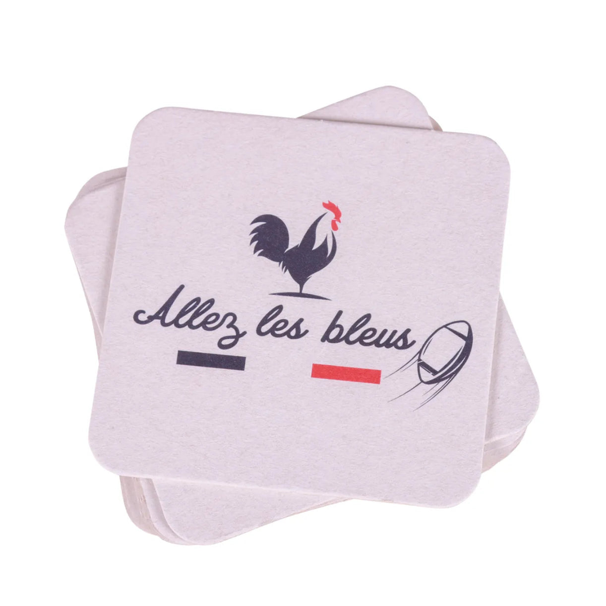 Sous-bock carton compact carré - Allez les Bleus!