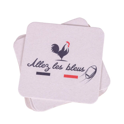 Sous-bock carton compact carré - Allez les Bleus!